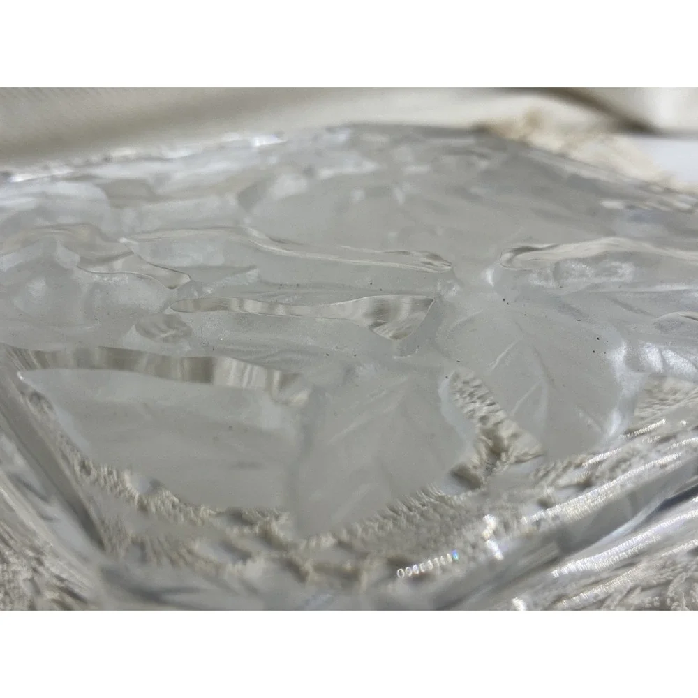 Leaded Crystal Catchall Trinket Dish Octogonal Decorative Pin Tray Floral Motif